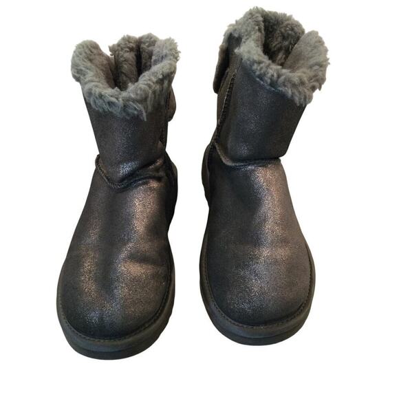 UGG Womens Arielle Mini Bailey Fur Bow Boots Black Metallic Y2K Suede US 5 EU 36 - Picture 4 of 11